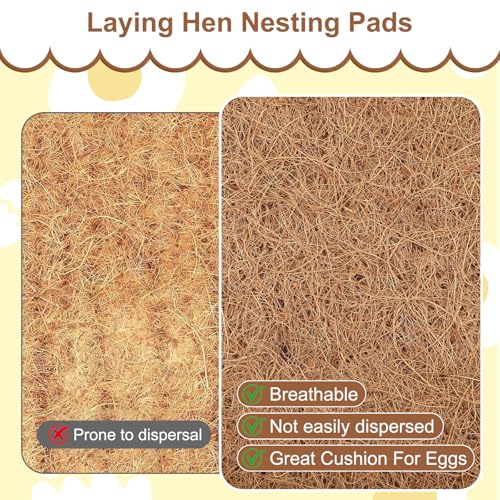 50 Pack Chicken Nesting Pads 11.8x11.8 Inch Natural Coconut Fiber Laying Hen Nest Box Liners Nesting Pads for Chicken Coop Bedding Fit Most Nest Boxes