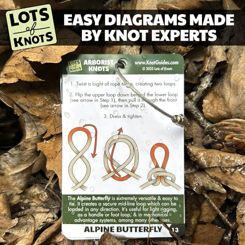 Arborist Knot Cards for Tree Climbing and Trimming by Lots of Knots | Waterproof cards with 14 essential knots for tree service equipment and tree trimming. Arborist climbing kit essentials.