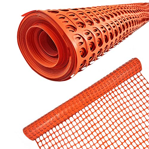 Ashman Plastic Mesh Fence, 4'x50' Feet, 1 Roll, Orange, Construction Barrier Netting, Garden Fencing, Fences Wrap, Above Ground, for Snow, Poultry, Chicken, Deer, Patio, Garden Netting, Orange 50FT. - color: Orange, size: 50 FT