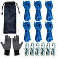 6 Pack Cam Buckle Tie Down Straps with Reflection Rope, 115LBS Break Strength Heavy Duty Tensioners, Adjustable Tent Guy Lines for Camping Cargo Securing Outdoor Activities, Includes 1 Pair Gloves