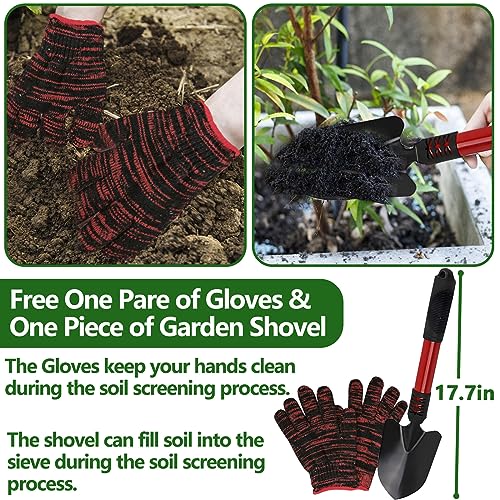 Large Soil Sifter, Dirt Sifter for Gardening, for Use in a Wheelbarrow, Compost Sifter, Garden Sieve for sifting Little Rocks/Top Soil/Leaves/Loam Soil/Sand/Gravel (17.8”×34.5” with Mesh Screen 1/2")