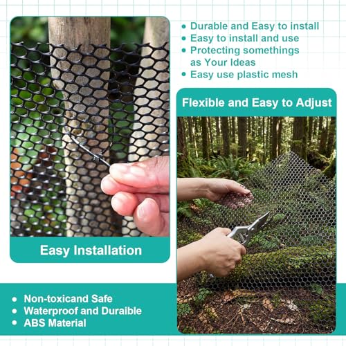 24in x 80ft Plastic Mesh Fence Roll Chicken Wire Fencing with 80 Zip Ties-Easy to Cut No Rust Reusable Temporary Netting for Garden, Dog Barrier, Poultry &Construction and DIY Projects - color: Black, size: 24inx80ft