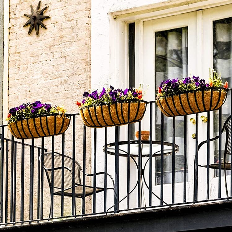 2pcs Trough Planter Basket Liners Coco Liner 24 inch, Thick Coconut Coir Liner Coco Fiber Liners Replacement for Wall Planter Window Box, Garden Fence Baskets Railing Planter In/Outdoors (24inch-2pcs) - color: 24inch-2pcs
