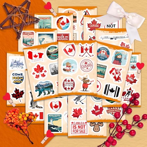 100Pcs Canada Stickers for Luggage, for Water Bottle, Canadian Stickers - Canada Party Supplies - Canadian Gifts - Gift for Women & Men - color: Canada Stickers