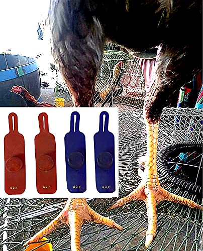 A.D.P. R4 Chicken Supplies Spur & Leg Protect Red Blue 2 Pair, Chicken Mitt Safety Poultry Hen Botas para GALLOS BREEDING, Best Rubber - color: Red & Blue R4