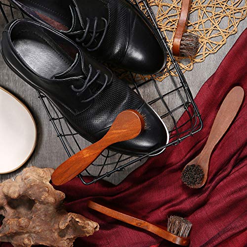 Jovitec 5 Pack Horsehair Polish Applicator Brush Kit Saddle Soap Shoe Shine Brush Dauber Wooden Care Shine Clean for Leather Boot Bag - color: Brown