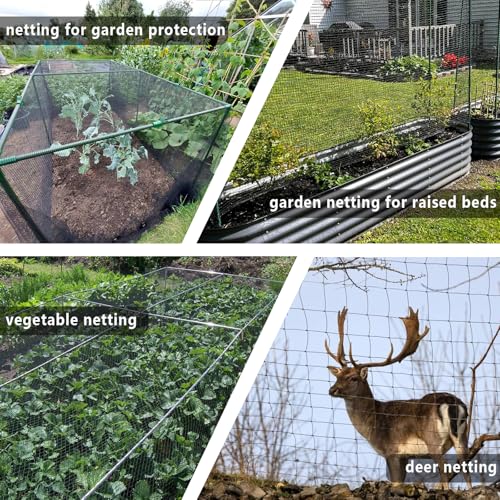POYEE 7.5x100ft Deer Fence Netting, 1/2-inch Square Mesh Bird Netting | Animal Barrier for Garden, Vegetables, Fruit Trees, Blueberry Bushes, Strawberries – Protects against Deer, Chickens, Poultry - size: 7.5x100ft