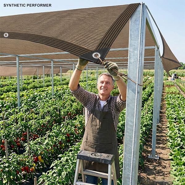 70% Shade Cloth - Sun Shade Cloth Mesh Tarp with Grommets Pergola Shade Cover Canopy, Mesh Tarp Sun Screens for Patio, Outdoor, Garden, Backyard [Brown 4x6FT] - size: 4X6FT