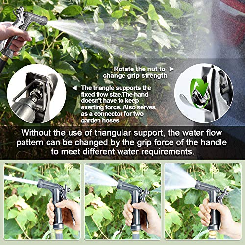 Hose Nozzle 2 Pack, Full Size Pistol Grip Water Nozzle Sprayer with Threaded Front, High Pressure Nozzle, Adjustable Spray Water Flow for Watering, Showering Pet, Washing Car, Silver - color: Silver, size: 2pcs