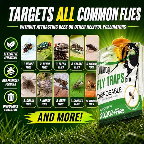 Fly Traps Outdoor 9 Pack, Add Water Outdoor Flying Insect Trap Fly Traps, Portable Disposable Fly Catcher for Backyard, Ranch, Farm, Barn, Patio, Garbage Areas