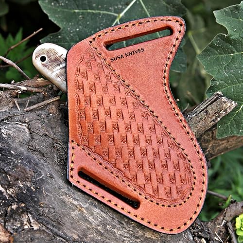 Custom Handmade 7'' fixed blade hoof rasp knife Cow boy knife Bull cutter Cowboy knives with Turquoise Handle pancake leather sheath (RAM HORN) - color: RAM HORN