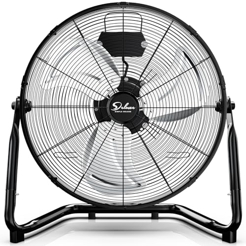 Simple Deluxe 20 Inch 3-Speed High Velocity Heavy Duty Metal Industrial Floor Fans, Black, 1-Pack - size: 20 Inch, style: 1 Pack