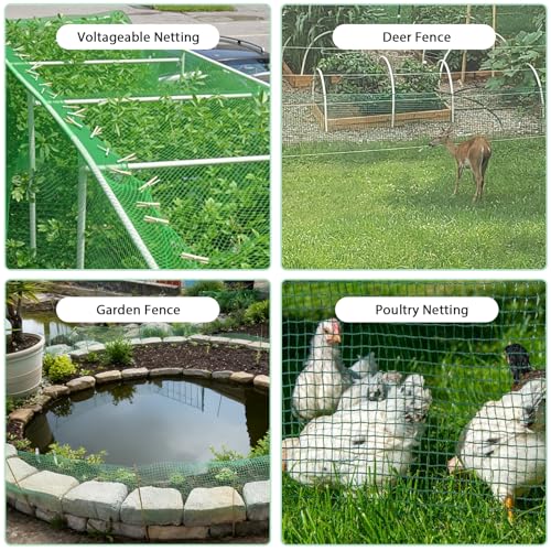 Safety Fence 4ft x 100ft, Heavy Duty Plastic Mesh Temporary Fencing with 50 Zip Ties, 0.6in Tight Mesh, Rope-Reinforced Edge & Top Rope for Garden Construction Snow Deer Animal Barrier, Green - size: 4'x100'