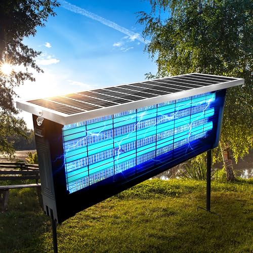 Large Solar Bug Zapper for Outdoor, Waterproof Mosquito Zapper for Patio | 18W Solar Panel Bug Zapper with 13FT Extension Cord, High-Power 4000V, Auto On/Off for Garden, Farm, Camping Cover 4000 sq.ft - color: 18W for 4000 sq.ft