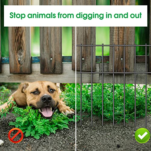 10 Pack Animal Barrier Fence No Dig,Metal Garden Fence Panels for Dog,Black | 17 In(H) X 10 Ft(L), Fence Gap Blocker, Hard and Rustproof, Easy to Install - size: 10 Pack
