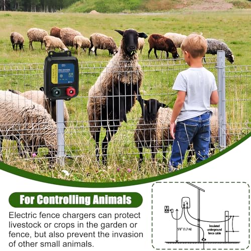 PE2 Electric Fence Charge, 2-Mile/ 8 Acres Electric Fence Charger,Livestock Fence Chargers for Containing Dogs, Livestock and Preventing Wild Animals Intruding - color: Without wire