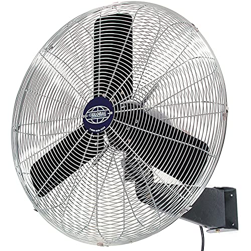 Global Industrial 30" Diameter Commercial Wall Mount Fan, Fixed & Oscillating - color: Black/Gray/Silver