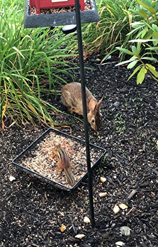 Ground Bird Feeder Tray 8 inches Square Platform Metal Mesh Seed Holder Outdoor Garden Decoration for Attracting Wild Birds