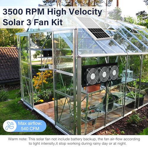 Fanspex Solar 3 Fan Kit Waterproofed for Chicken Coop, Greenhouse & Shed | High Velocity Solar Powered Fans for Outdoor Intake or Exhaust Air - size: 3 Fan Kit