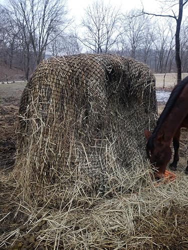 Aoneky Large Hay Net for Horses Slow Feed Horse Feeder Hay Bag 6ft Bale Size with Soft Knotless Nylon Mesh Fits 4x4', 4x5', 5x5' Round Bales, 3x3x8', 3x4x8' Square Bales - size: 1 inch