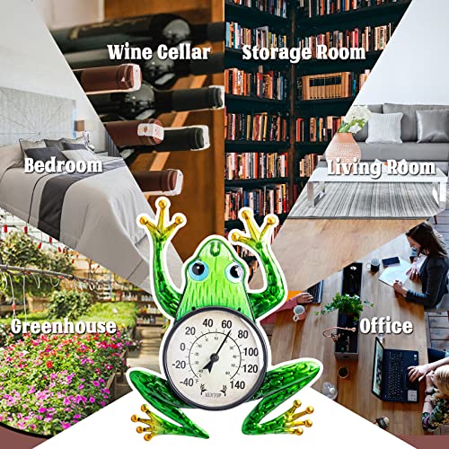 Outdoor Thermometer, Frog Wall Thermometer for Patio Yard Garden | No Battery Needed, Waterproof, Indoor and Outdoor, Easy to Read, Gifts Idea - color: Frog