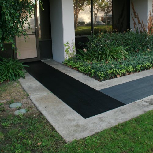 Rubber-Cal Fine Rib Corrugated Rubber Floor Mat - 1/8" x 3ft x 10ft Black - size: 120"L x 36"W x 0.1"Th