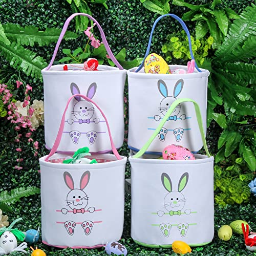 XinblueCo Baseball Basket Easter Baskets for Canvas Easter Egg Hunt Baskets - color: Blue Bunny
