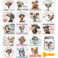 GLOBLELAND 18 Sheets Funny Dog Texts Rub on Transfers Sticker for Crafts 3.9x3.6inch Crazy Animals UV DTF Cup Wraps Decals Stickers Cute Dog Paw Prints Transfer Decal for Glass Bottle Decors - style: Funny Dog
