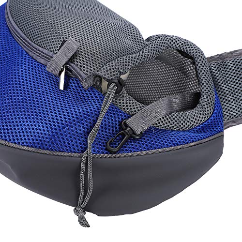 Dog Pet Sling Carrier Puppy Cat Sling Mesh Carrying Bag Adjustable Strap Breathble Small Dog Cat Satchel Carrier Hand Free Safe Front Backpack Soft Foldable Pet Purse Pouch Travel Outdoor - color: Blue