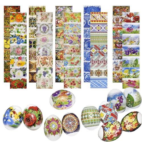 Pack 10 Thermo Heat Shrink Sleeves - Easter Egg Decorating Kit - Ukrainian Pysanky Supplies - Decorative Egg Wraps - Easter Decoration Wraps Pysanka Pysanky - for 70 Eggs