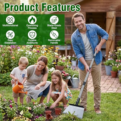 Garden Cleaning Shovel, 64" Long Handle Heavy Duty Multifunctional Flat Shovel, Metal Floor Scraper Tool for Weeding, Scraping Moss, Ice & Snow Removal,Edger for Sidewalk, Driveway & Garden