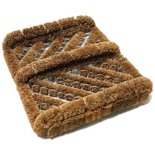 Rubber-Cal "Herringbone" Coir Boot Scraper Brush, 2.5 by 12 by 13-Inch (10-100-009), Tan