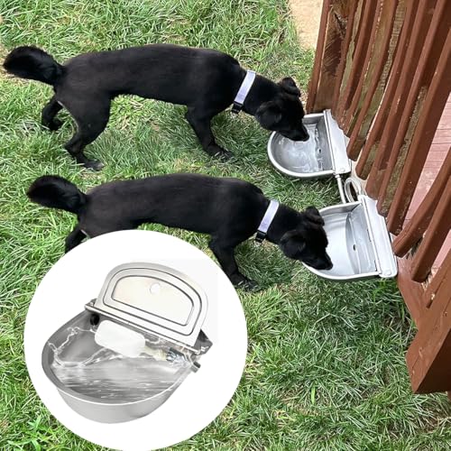 Automatic Animal Drinking Horse Water Bowl Stainless-Steel Livestock Waterer with Float Valve, Large Capacity Outdoor Trough for Dogs Horse Goat Pig Cow