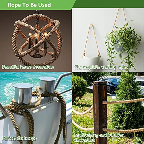 Twisted Manila Rope 1-1/2 in x 50 ft Natural Thick Hemp Rope for Railing Docks Tug of War Decorating Crafts Nautical Landscaping Swing Hammock - size: 1-1/2inch x 50feet