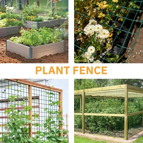 Green Metal Garden Fence,72inch(H) x 50ft(L),2 inch x 3 inch,14GA Coated (16GA Bare) 2/3/4/5/6 Ft Tall Chicken Wire PVC Coated Welded Wire Mesh Roll for Dogs Border Yard Vegetable Plant Poultry - color: Green, size: 14GA 2x3 72"x50'