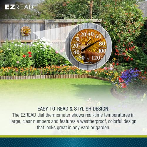 EZREAD Hanging Dial Thermometer 840-1225 Weather Thermometers for Indoor and Outdoor Use, Large 12.5 Inch Diameter, Easy to Read Numbers, Winter Cardinal - color: Winter Cardinal