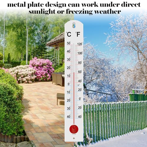 Frienda 3 Pcs Wall Thermometer Indoor Large Outdoor Thermometers for Patio Double Scales Thermometer for Temperature Home Pool Office Warehouse Greenhouse Garden (Fresh, Plastic) - color: Fresh, size: Plastic