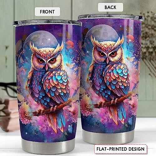 SANDJEST Owl Tumbler 20oz Stainless Steel Insulated Tumblers Coffee Travel Mug Cup Owls Gifts for Women Girls Gift for Birthday Christmas - color: Owl