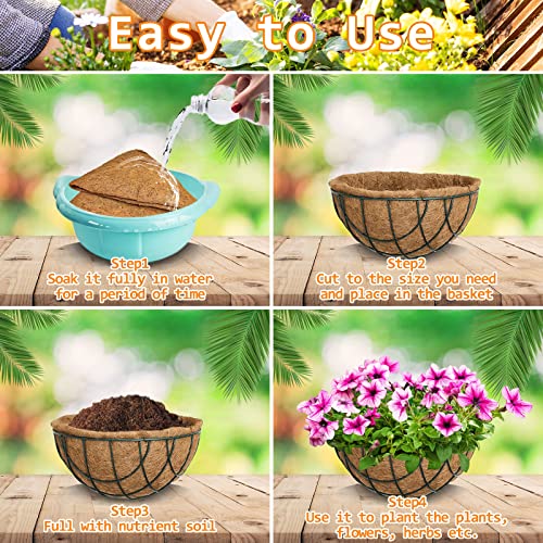 Riare 6 Pack 10 Inch Round Coco Liners Replacement, 100% Natural Coconut Coir Liners for Hanging Baskets, Garden Flower Vegetables Planter Pot, Window Box, Fence, Decks - size: 10inch