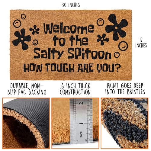 Welcome to the Salty Spittoon Door Mat 30x17 Inch, Funny Welcome Mat Coir | Funny Home Decor, Fan-Inspired Design, Pop Culture Decor, Natural Coir Fibers, Pvc Backing, Dirt Scraper, Unique Fan Gift