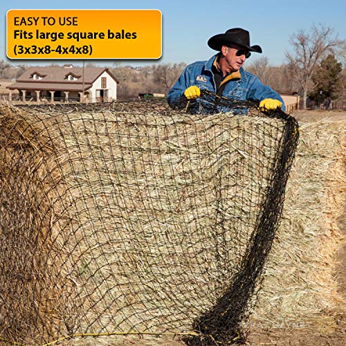 Texas Haynet - Round Bale Hay Net Slow Feed - Durable Round Bale Feeder for Horses - American Made UV Resistant Nylon Net - Fits Round Bales 4x6-6x6 or Square Bales 3x3x8-4x4x8 with 1.75" Holes - size: 1 Pack