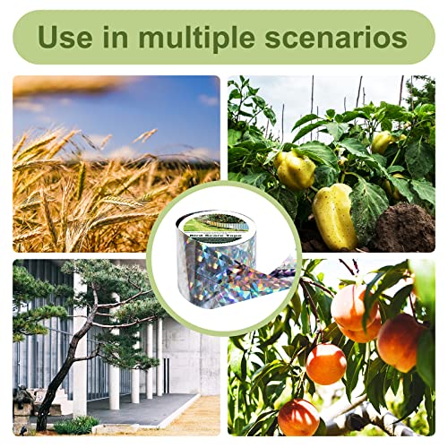 OFFO Reflective Tape for Birds, 200 Feet x 2 Inches Dual-Sided Bird Scare Tape Outdoor for Garden, Farm, Orchard or Courtyard - size: 200 ft x 2 in
