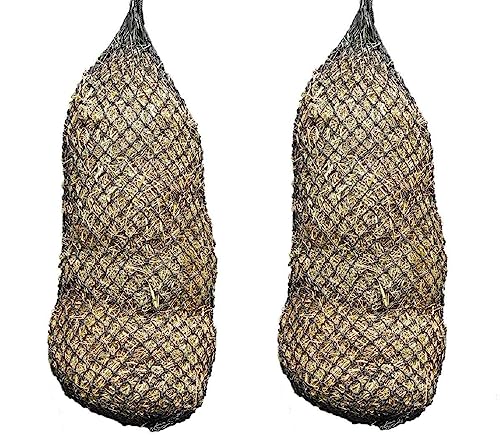 Set of 2 56" Slow Feeder Hay Nets with 1.5" Holes, Fits 8-10 Flakes of Hay (56", Black) - color: Black