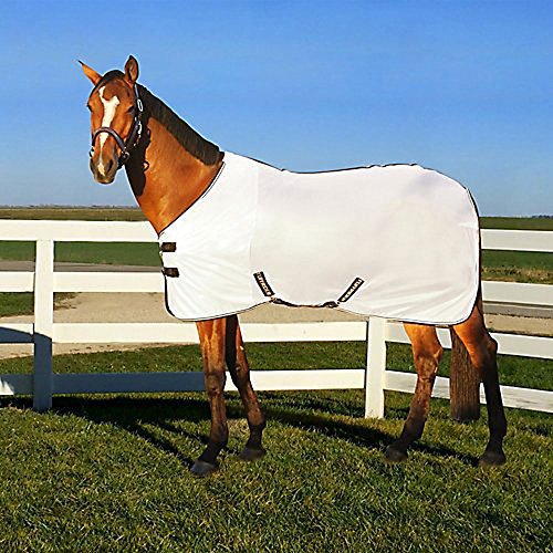 TuffRider Comfy Mesh Fly Sheet | UV Protection Horse Sheet, Standard Neck, 130 Grams Breathable Polyester Mesh - White - 57 - color: White, size: 57