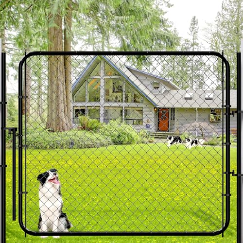 Adjustable Chain Link Fence Gate Kit,Rust-Resistant PVC Coated Garden Gate for Outside,Durable Outdoor Gate for Garden Fence, Pathways, Yards, and Driveways, 26"-72" Wide x 5' High - size: 5ft High