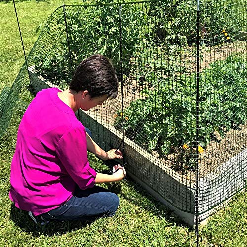One Step Temporary Fencing KIT–50' x 36"–8 Black Posts–No Tools, Quick & Easy to Install, No Slipping or Sagging, Reusable. Animal & Deer Barrier for Flower Beds, Gardens. Fence in Chicken, Pets
