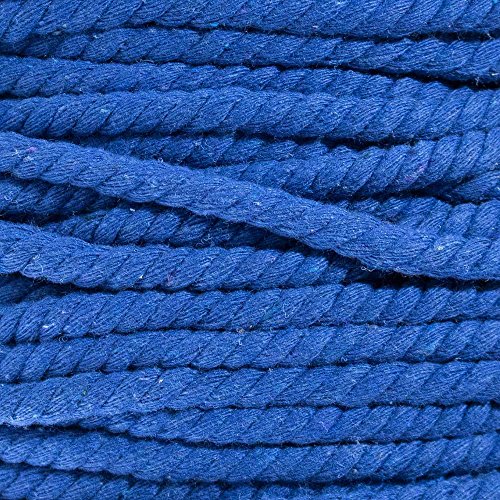 Twisted Natural Cotton Rope - 1/4 Inch - Solid Colors - Available in Lengths of 10 Feet, 25 Feet, 50 Feet, and 100 Feet - color: Royal Blue, size: 10 feet