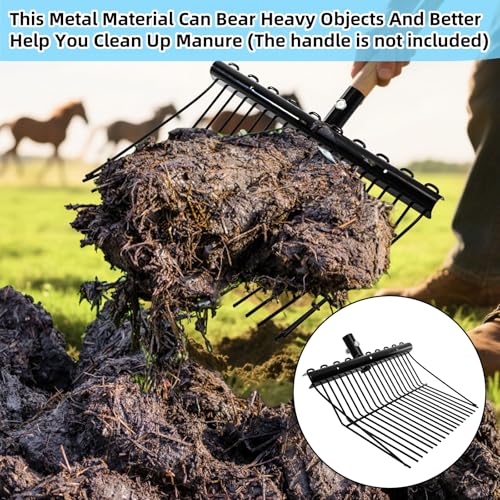 Cididu Pitch Manure Fork Head, Metal Pitch Fork for Garden, Durable Digging Fork Rake Head Replacement with Angled Tines, Stable Pitchforks Scoop for Mulch Horse Stall Picking up Hay Animal