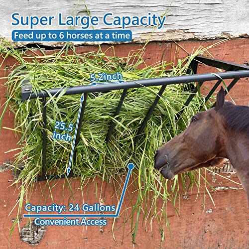 31.5'' Horse Hay Feeder 24 Gallon | Long Livestock Hay Feeder, Carbon Steel Wall Mounted Hay Rack for Horses, Sheep, Goats, Indoor Outdoor Uses - size: 31.5INCH