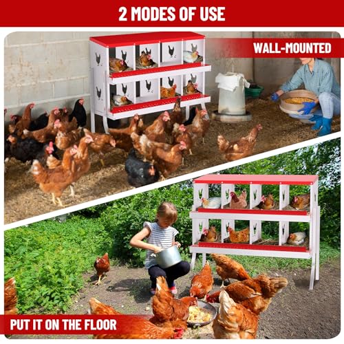 Nesting Boxes for Chickens, 6/8/10-Hole Galvanized Steel Chicken Nesting Boxes for Laying Eggs with Egg Rollaway System to Protect Eggs, Easy Egg Collection, for Chicken Coop Backyard Farm